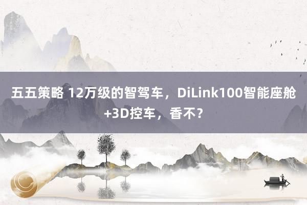 五五策略 12万级的智驾车，DiLink100智能座舱+3D控车，香不？